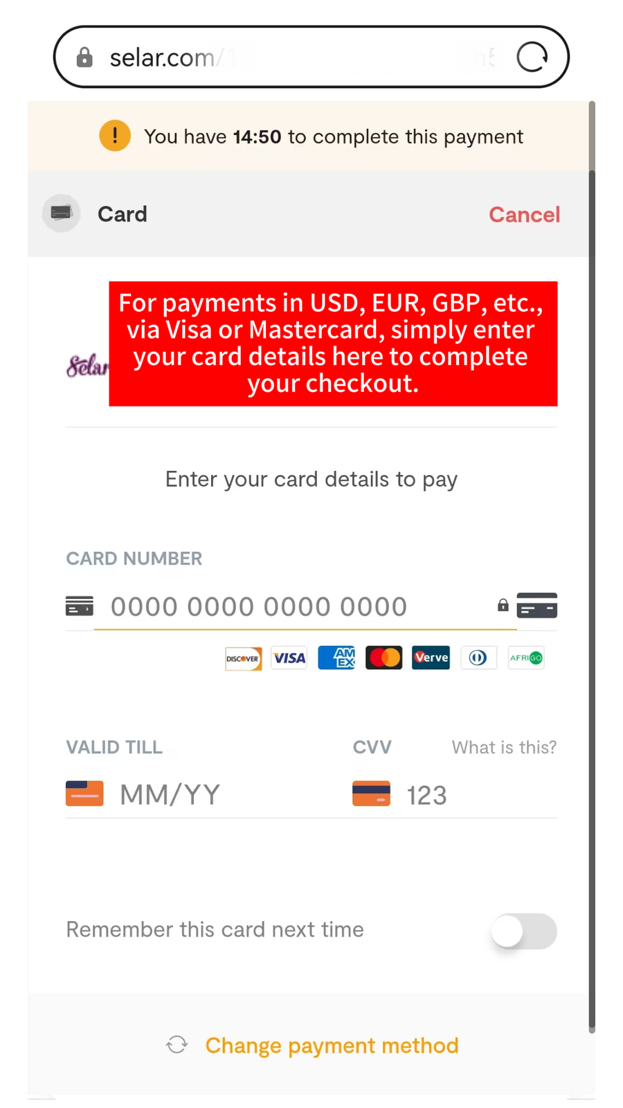 Flutterwave card form for card number, expiry, and CVV